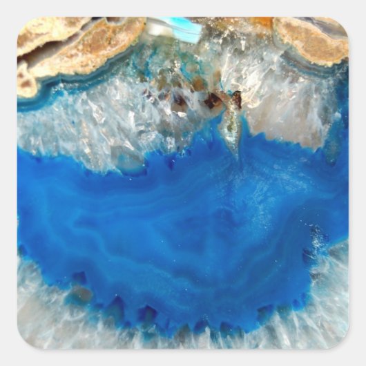 blauw kristal vierkante sticker (Voorkant)