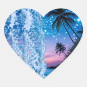 Blauw Kristallen Hart Galaxy Sticker | Fonkelende (Voorkant)