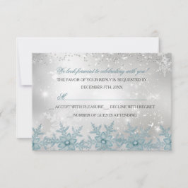 Blauw Kristallen Sneeuwvlok Kerstfeest RSVP Kaartje