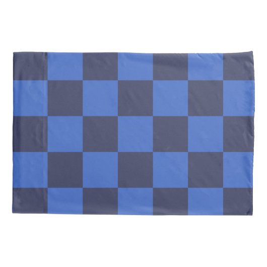 Blauw Kroatisch Geometrisch Gecontroleerd Patroon Kussensloop (Achterkant)