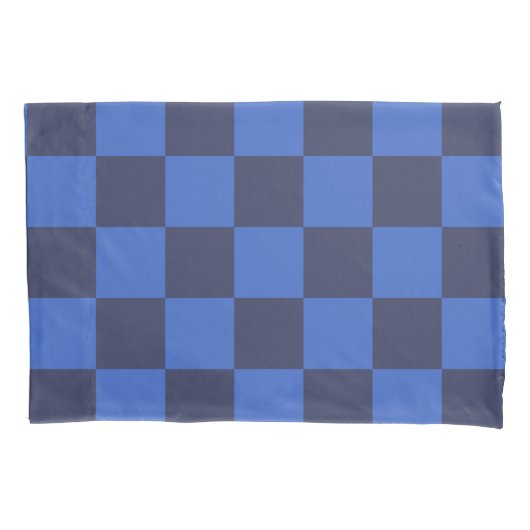 Blauw Kroatisch Geometrisch Gecontroleerd Patroon Kussensloop (Voorkant)