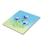Blauw Krokus Bord Blauw & Gele Keramische Tegel Tegeltje (Zijkant)