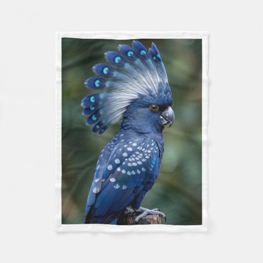 Blauw Kroon Exotische Vogel Dekbed Fleece Deken (Voorkant)