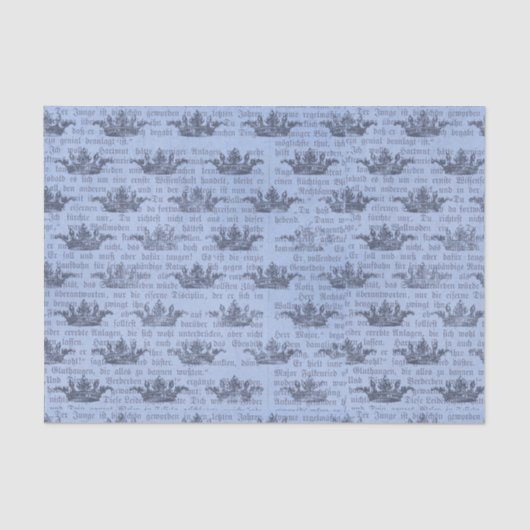 Blauw  kroonpatroon tissuepapier (Voorkant)