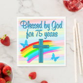  BLAUW KRUIS 75E VERJAARDAG PAPIEREN SERVETTEN (Insitu)