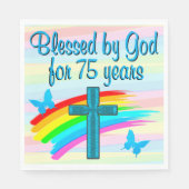  BLAUW KRUIS 75E VERJAARDAG PAPIEREN SERVETTEN (Voorkant)