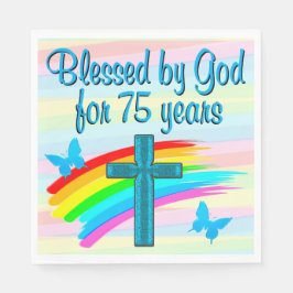  BLAUW KRUIS 75E VERJAARDAG PAPIEREN SERVETTEN