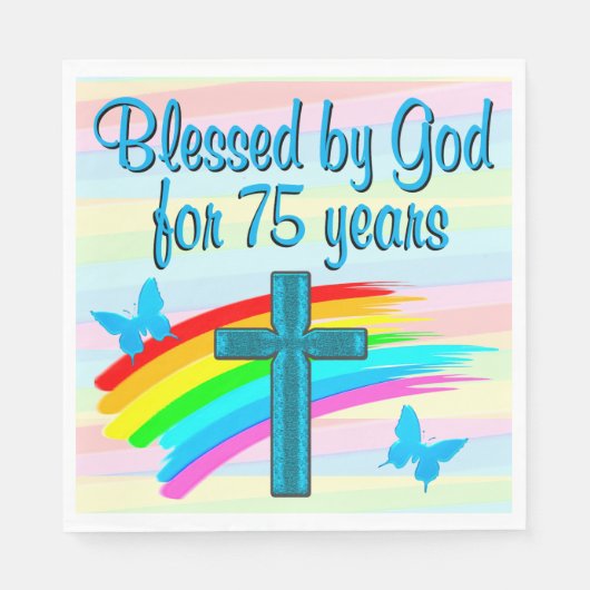  BLAUW KRUIS 75E VERJAARDAG PAPIEREN SERVETTEN (Voorkant)