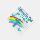  BLAUW KRUIS 75E VERJAARDAG PAPIEREN SERVETTEN (Hoek)