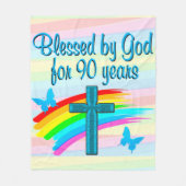 BLAUW KRUIS 90E VERJAARDAG ZEGENINGEN FLEECE DEKEN (Voorkant)