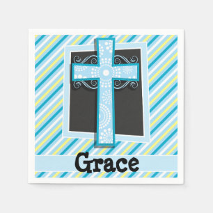 Blauw kruis, blauwe & gele strepen servetten