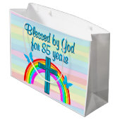 BLAUW KRUIS EN VLINDER 85E VERJAARDAG CADEAUZAKKEN GROOT CADEAUZAKJE (Achterkant Gekanteld)