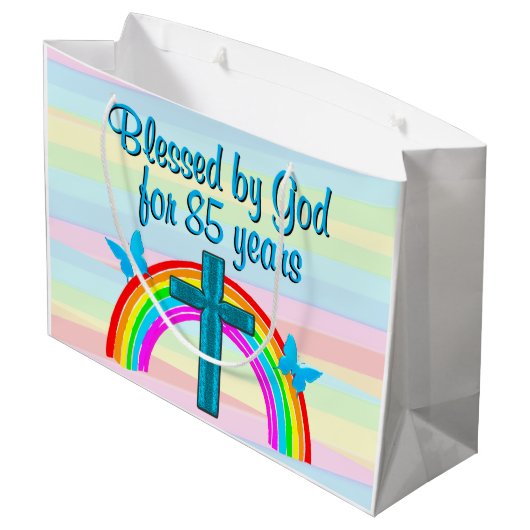 BLAUW KRUIS EN VLINDER 85E VERJAARDAG CADEAUZAKKEN GROOT CADEAUZAKJE (Achterkant Gekanteld)