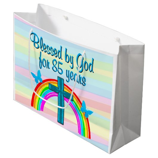 BLAUW KRUIS EN VLINDER 85E VERJAARDAG CADEAUZAKKEN GROOT CADEAUZAKJE (Voorkant Gekanteld)