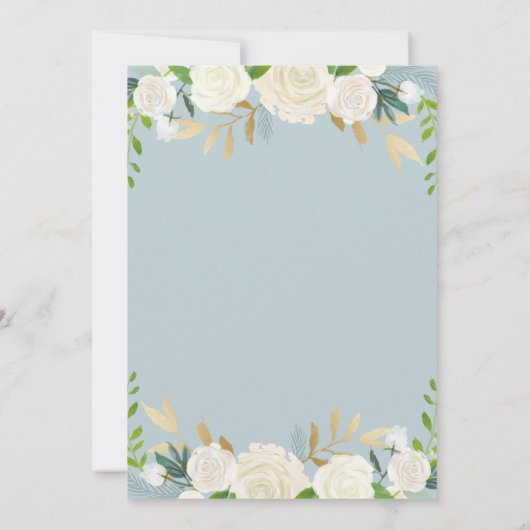 Blauw kruis en witte bloemen | Foto Jongen Baptism Kaart (Achterkant)