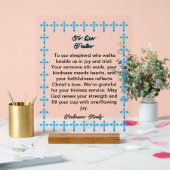 Blauw Kruis Frame Pastor Waardering Acrylic Bord (Huwelijk)