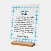 Blauw Kruis Frame Pastor Waardering Acrylic Bord (Hoek)