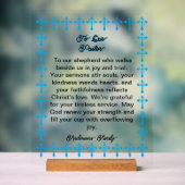 Blauw Kruis Frame Pastor Waardering Acrylic Bord (Neutraal)