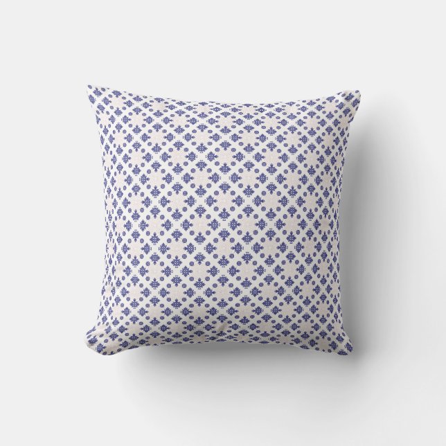 Blauw Kruis Hanger Patroon Kussen (Voorkant)