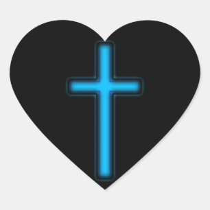 Blauw kruis hart sticker