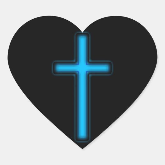 Blauw kruis hart sticker (Voorkant)