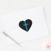 Blauw kruis hart sticker (Envelop)