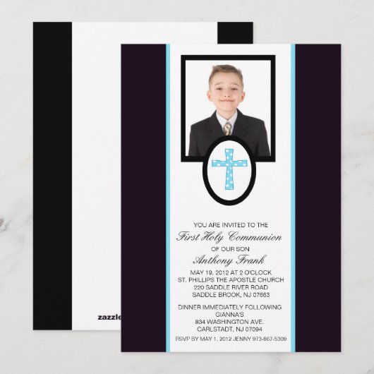 Blauw kruis met uitnodiging tot fotocommunicatie (Voorkant / Achterkant)