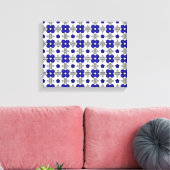 Blauw Kruis Motief Canvas Afdruk (Insitu (Woonkamer))