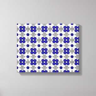 Blauw Kruis Motief Canvas Afdruk