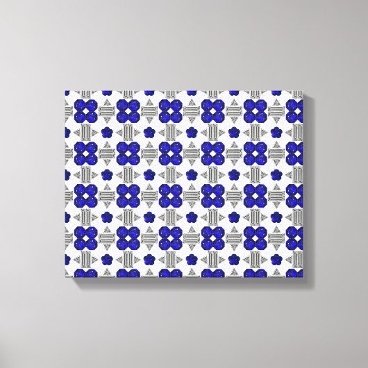 Blauw Kruis Motief Canvas Afdruk (Voorkant)