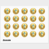 Blauw Kruis op Gouden Envelope Zegellak Sticker (Vel)