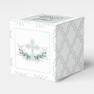 Blauw kruis op Quatrefoil Party Favor Box Bedankdoosjes