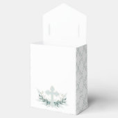 Blauw kruis op Quatrefoil Party Favor Box Bedankdoosjes (Geopend)