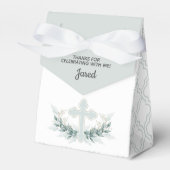 Blauw kruis op Quatrefoil Party Favor Box Bedankdoosjes (Voorkant Zijde)