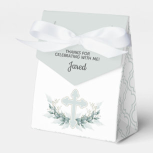 Blauw kruis op Quatrefoil Party Favor Box Bedankdoosjes