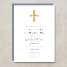 Blauw Kruis Religieuze Eerste Heilige Communie Jon
