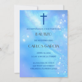 Blauw kruis Spaanse Uitnodiging de Bautizo