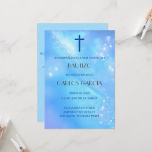 Blauw kruis Spaanse Uitnodiging de Bautizo