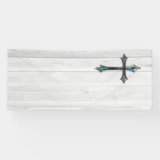 blauw kruisblanco kerk spandoek (Horizontaal)