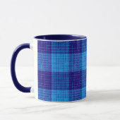 Blauw kruisraster vet geruit ontwerp mok (Links)