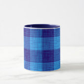 Blauw kruisraster vet geruit ontwerp mok (Midden)