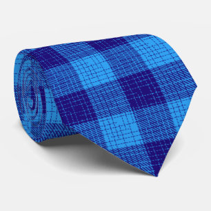 Blauw kruisraster vet geruit ontwerp stropdas