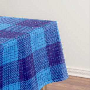 Blauw kruisraster vet geruit ontwerp  tafelkleed