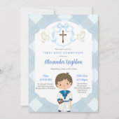 Blauw Kuif Zeeman Jongen Eerste Heilige Communie Kaart (Voorkant)