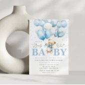 Blauw kunnen we wachten baby shower kaart