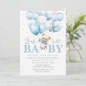 Blauw kunnen we wachten baby shower kaart (Staand voorkant)