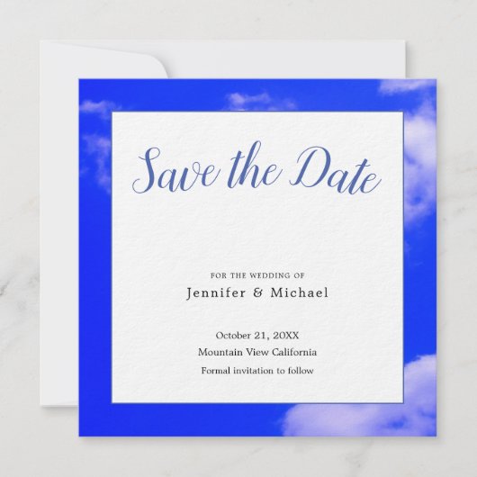 Blauw Kunst Fotografie Professioneel Minimalistisc Save The Date (Voorkant)