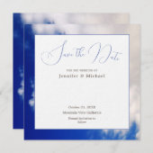 Blauw Kunst Fotografie Professioneel Minimalistisc Save The Date (Voorkant / Achterkant)