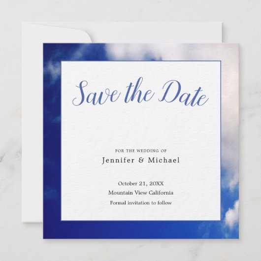 Blauw Kunstfotografie Professioneel Minimalistisch Save The Date (Voorkant)