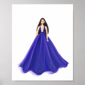 Blauw, kunstwerk, mode illustratie poster (Voorkant)